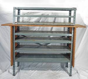 Two Piece 7 Shelf Metal and Wood Rack