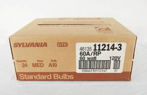 Case of 60 Watt Sylvania Incandescent Light Bulbs