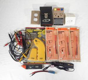 Lot of Electrical Testers, Circuit Testers, Plug In GFI and Accessories
