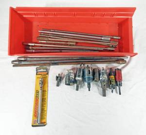 Lot of Drill Bit Extensions and Hole Saws
