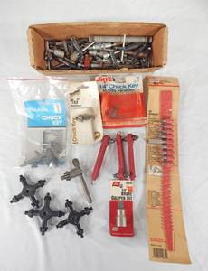 Lot of Assorted Chuck Keys, Insert Bits and Sets For Screwdrivers and Power Tools