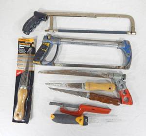 Lot of Hand Saws and Hack Saws