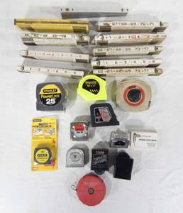Lot of Tape Measures and Vintage Folding Rulers