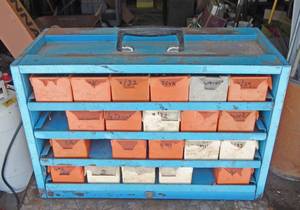 Metal 4 Pull Out Shelf 24 Tray Portable Parts Cabinet With Hardware