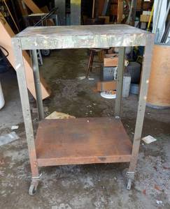 2 Shelf Metal Rolling Cart Table