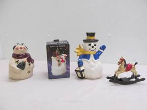 Snowman, rocking horse