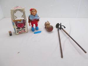 Antique monkey, hippo, wall hanger