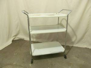 Metal utility cart on wheels