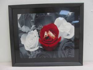 Roses with wedding rings