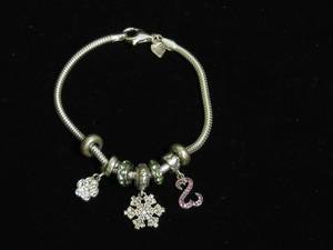 lot 1 image: Sterling Silver Pandora Style Charm Bracelet