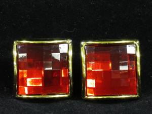 lot 61 image: Large Garnet Square Costume Earrings