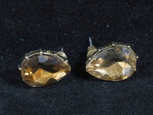lot 65 image: Vintage Brown Stone Stud Earrings