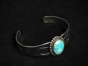 lot 74 image: Silver Tone Native American Cuff Bracelet