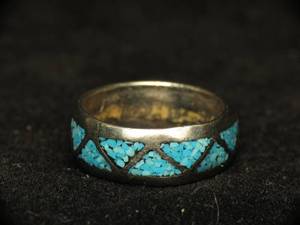 lot 79 image: Silver Tone Ladies Turquoise Ring