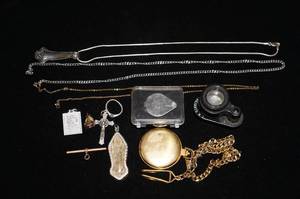 lot 96 image: 2 Jewelers Loupes, Chains and Pendants