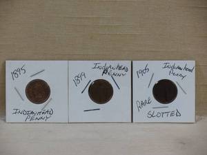lot 115 image: 3 Indian Head Pennies