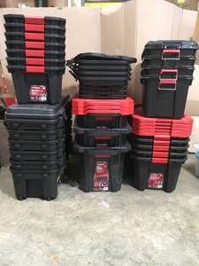 Pallet with assorted Husky Totes and storage bins see pictures
