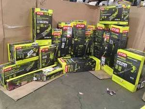 Pallet with assorted Ryobi Outdoor Tools please review pictures