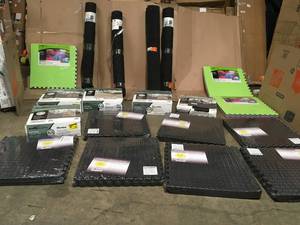 Large Lot of Traffic Master assorted items includes Mats, Rugs and carpet tile see pictures