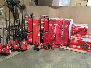 Pallet with assorted Homelite Outdoor tools see pictures