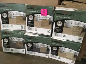 Lot of assorted Traffic Master Self Stick Carpet tiles review Pictures not used