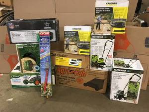 Pallet with assorted Outdoor Tools various Brands and conditions see pictures