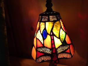 lot 194 image: Dragonfly Stained Glass Lamp