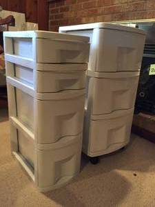 lot 208 image: Two Plastic Storage Units With One having Sewing Items