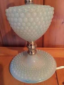 lot 214 image: Vintage Ornate Blue Glass Lamp