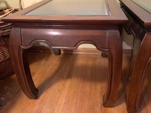 lot 72 image: Pair of Glass Top Accent Tables
