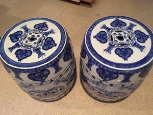 lot 280 image: Two Large Ceramic Garden Stools