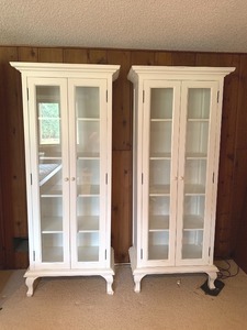 lot 245 image: Two Cabroil Leg Glass Cabinets