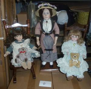 3 porcelain collectible dolls, the ...
