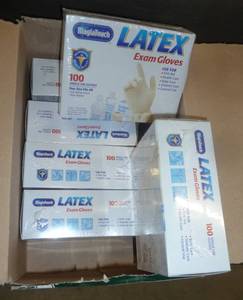 6 boxes of latex exam gloves, 100 g...