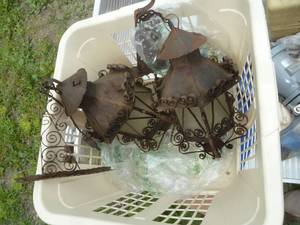 Old decorative tin light fixtures a...