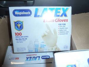 9 boxes of latex exam gloves, 100 g...