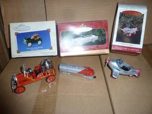 Hallmark ornaments, 3 in box, Cadil...