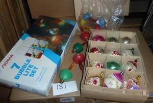 box of vintage glass christmas orna...