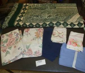 blanket throw, 2 twin flat sheets, ...