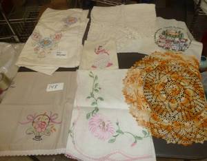 lot of vintage hand crocheted table...