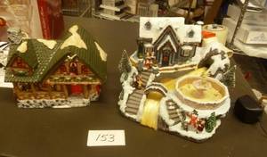 2 christmas houses, log cabin and a...
