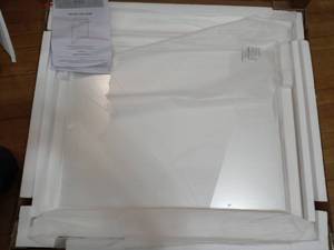 36 in. W x 32 in. H Framed Rectangular Bathroom Vanity Mirror in White by Home Decorators Collection- open box never used