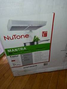 Mantra 30 in. Convertible Under Cabinet Range Hood with Light in White by Broan-NuTone- never used