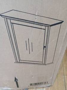 Newport 24 in. W x 28 in. H Framed Bathroom Medicine Cabinet in Black by Home Decorators Collection- open box