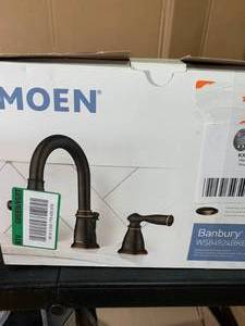 Banbury 8 in. Widespread 2-Handle High-Arc Bathroom Faucet in Mediterranean Bronze by MOEN- open box not used