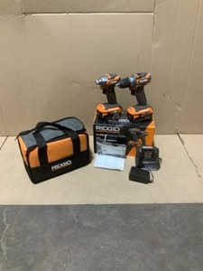 RIDGID 18-volt brushless subcompact drill driver and impact driver combo kit with (2) 2.0. Ah batteries and charger and bag Open box complete & tested see pics