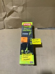 Ryobi ONE 18 V lithium ion electric cordless string trimmer 2.0 AH battery and charger included not used see pics