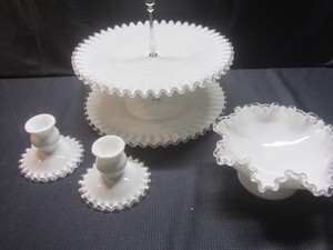 Silvercrested Milk Glass