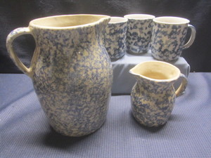 Spongeware Pitcher & Mugs
