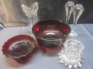 Candleholders, Ruby Bowls